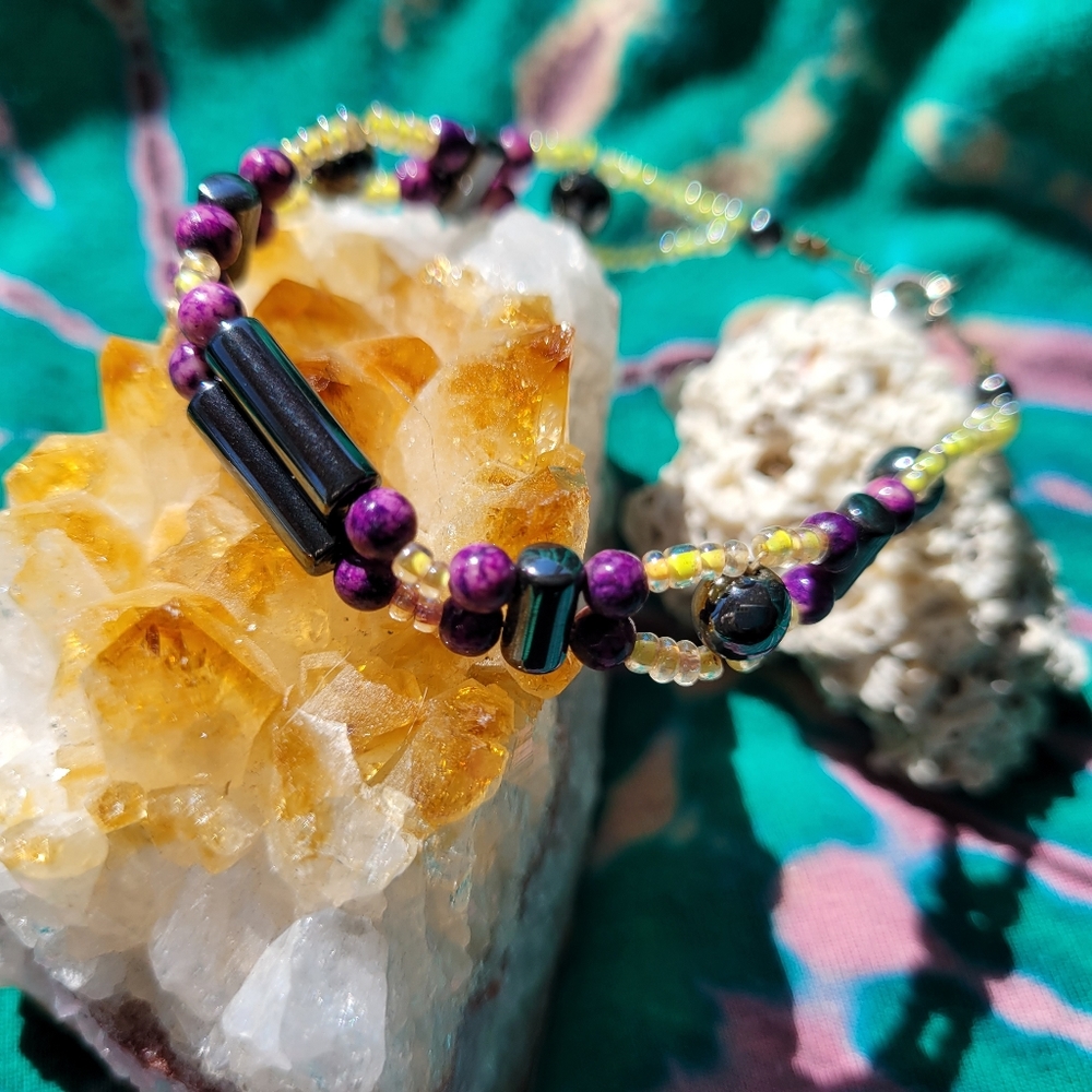 Beautiful 90's handmade stone beaded bracelet.